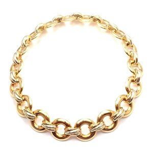 Rare! Authentic Cartier Trinity 18k Multi Color Gold Round Link Necklace